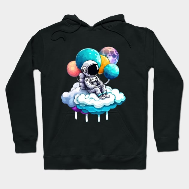 Astronaut Holding Planet Balloons Hoodie by vamarik